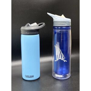 Camelback Bottle Lot 2 Eddy BPA Insulated Water Sport Clear Blue/Stainless Steel